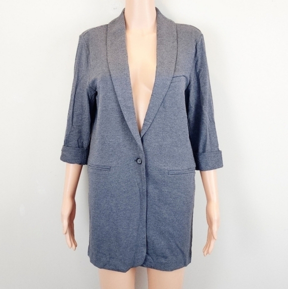 Joie Grey 3/4 Sleeve One Button Blazer Jacket - Picture 10 of 11